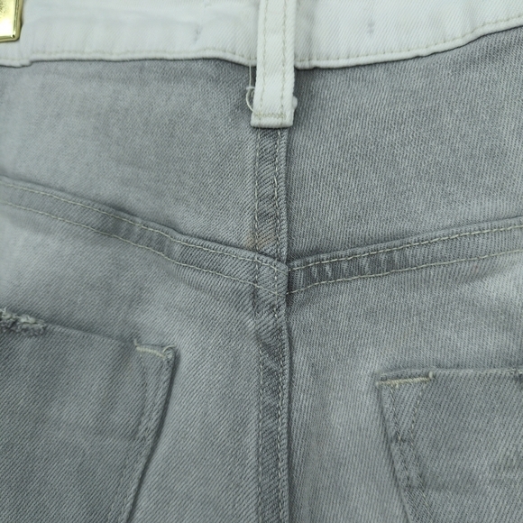 Flying Monkey 2 Tone Grey White Colorblock‎ Size 30 Jeans Women Cropped Raw Hem - Picture 9 of 9